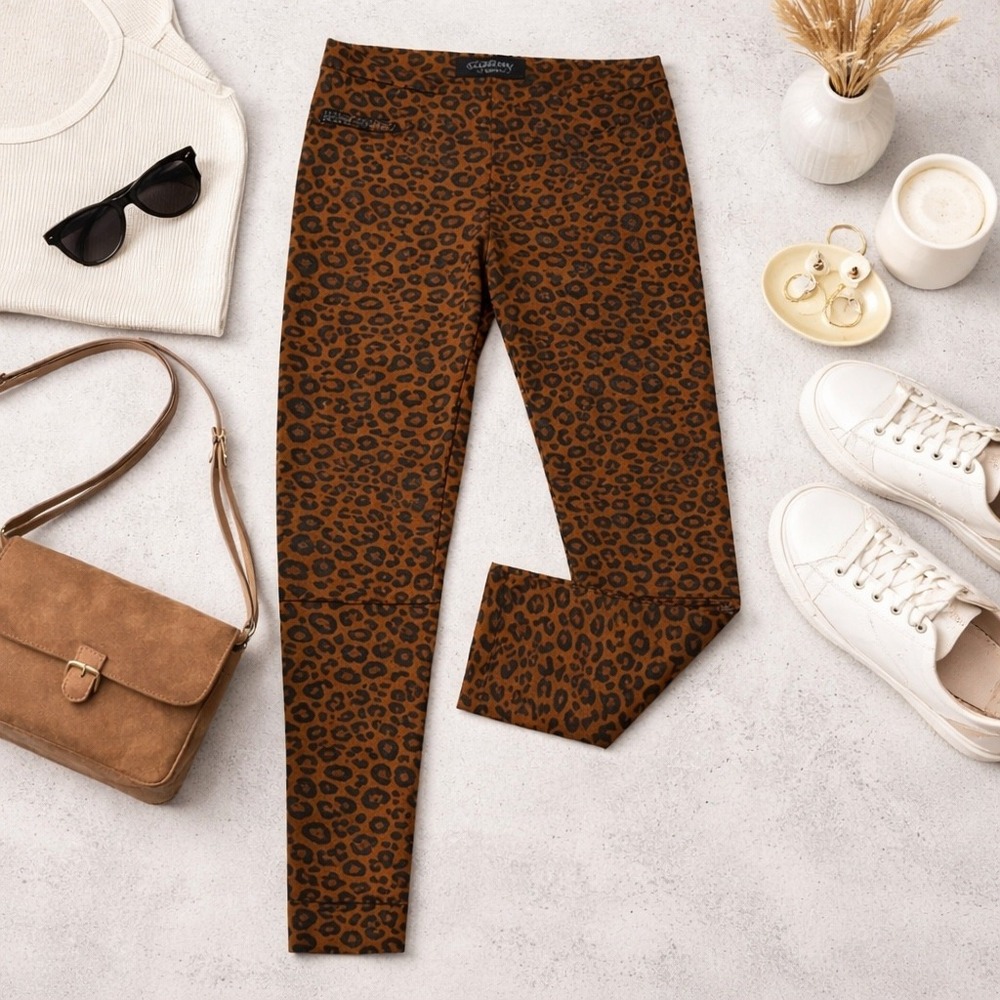 Sanctuary Womens Leopard Print Pull On Leggings Brown Black Animal‎ Print Size M